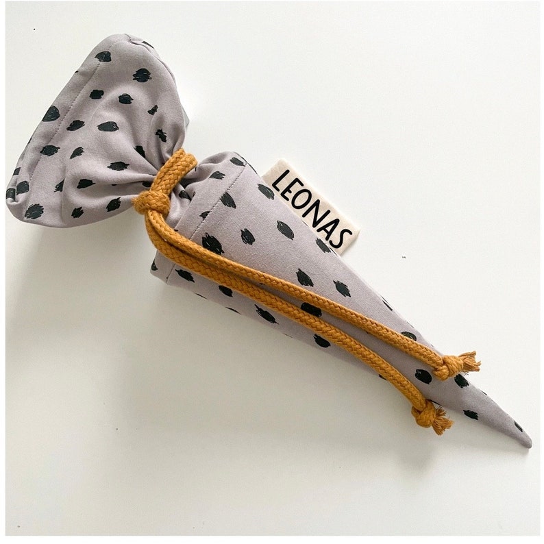 Geschwistertüte Kindergartentüte Vorschultüte mit Namen aus Stoff | Zuckertüte für Jungen Personalisierbar blau „JIPPIE ROAR” grau