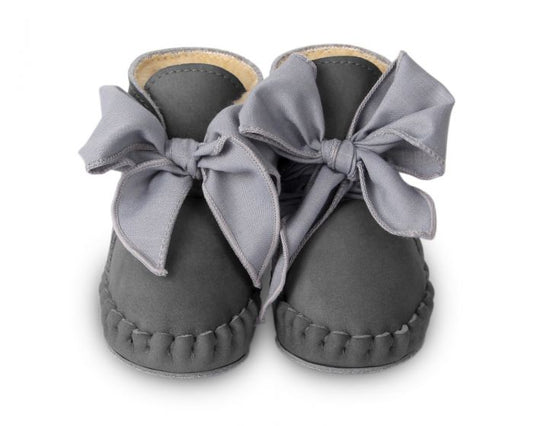 Donsje Baby Schuhe PINA ORGANZA LINING Grey Nubuck + Hippo Grey Cotton